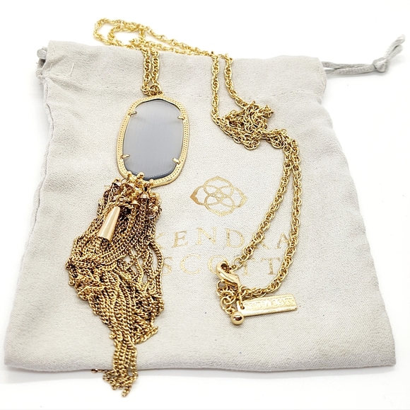 Kendra Scott Rayne Gold Long Pendant Necklace in Cats's Eye - Picture 4 of 9